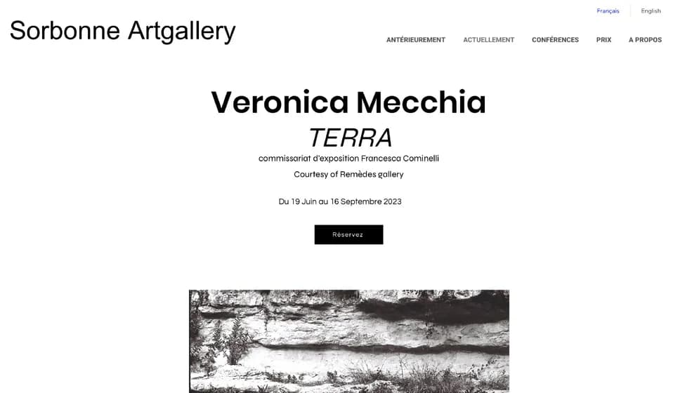 Page web de l’exposition « Terra » : titre, dates et bouton de réservation